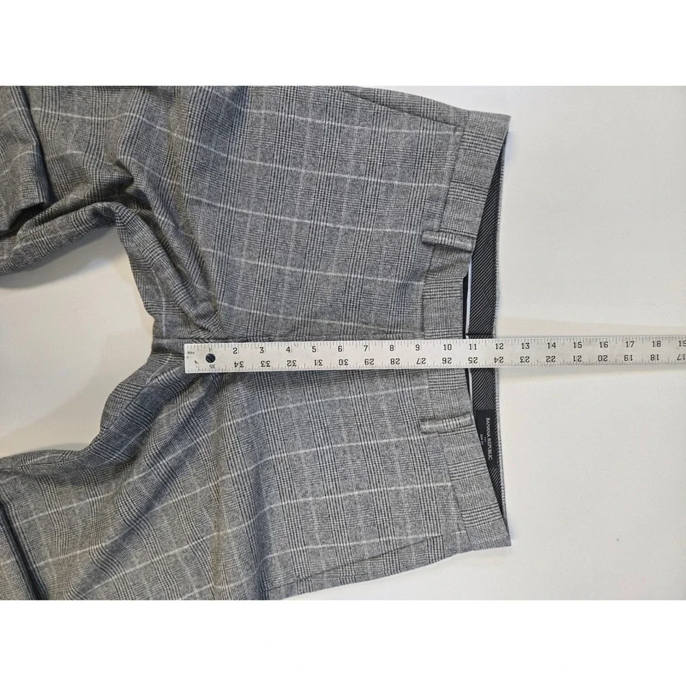 Banana Republic Mens Gray Plaid Slim Fit Dress Pants 32x34 Stretch Trousers
